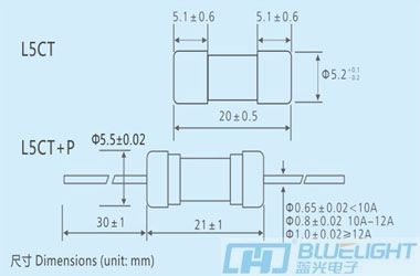 L5CT系列/Φ5X20陶瓷管保險絲(高分?jǐn)嘌訒r)(圖3)